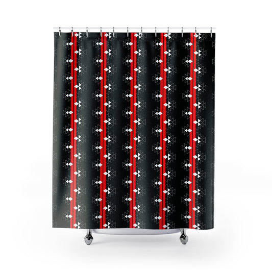 Red Native Woven Stories Shower Curtains
