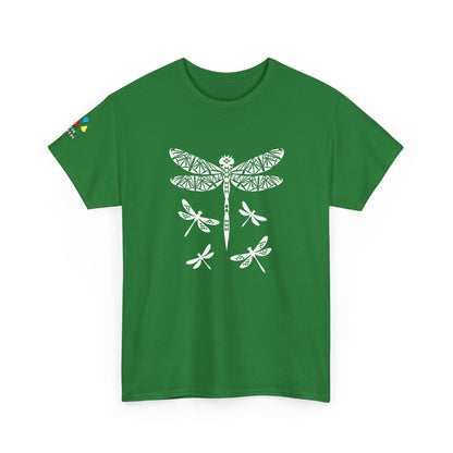 Native Dragonfly in White Gildan Unisex Tee