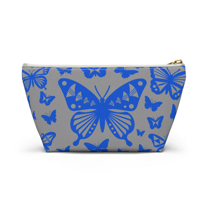 Blue Butterflies on Gray Pouch w T-bottom