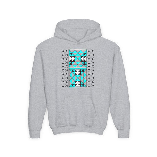 Sacred Mountains in Turquoise Youth Heavy Blend Hooded Sweatshirt