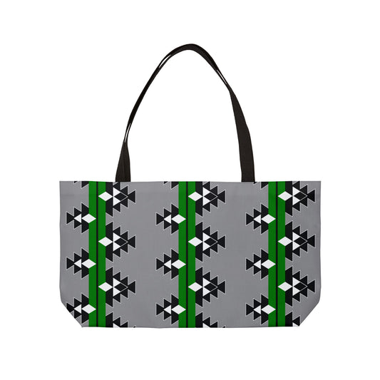 Native Woven Stories in Green Weekender Tote Bag