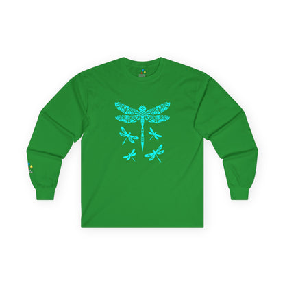 Native Dragonfly in Turquoise Unisex Long Sleeve Tee