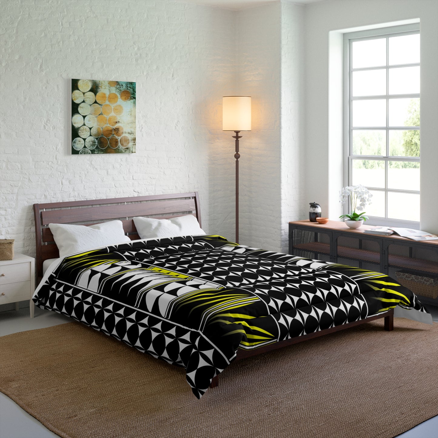 Southwest Feather Blessing in Yellow Comforter