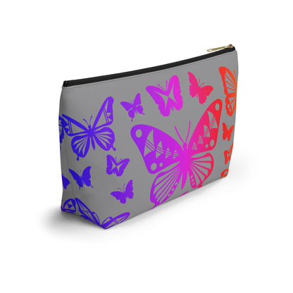 Rainbow Butterflies on Gray Pouch w T-bottom