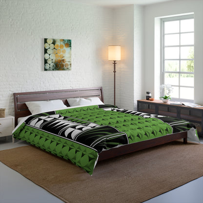 Southwest Feather Blessing on Green Comforter