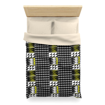 Blessed Feathers in Yellow Microfiber Duvet Cover