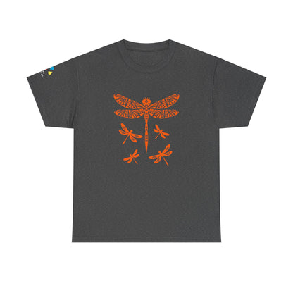Native Dragonfly in Orange Gildan Unisex Tee