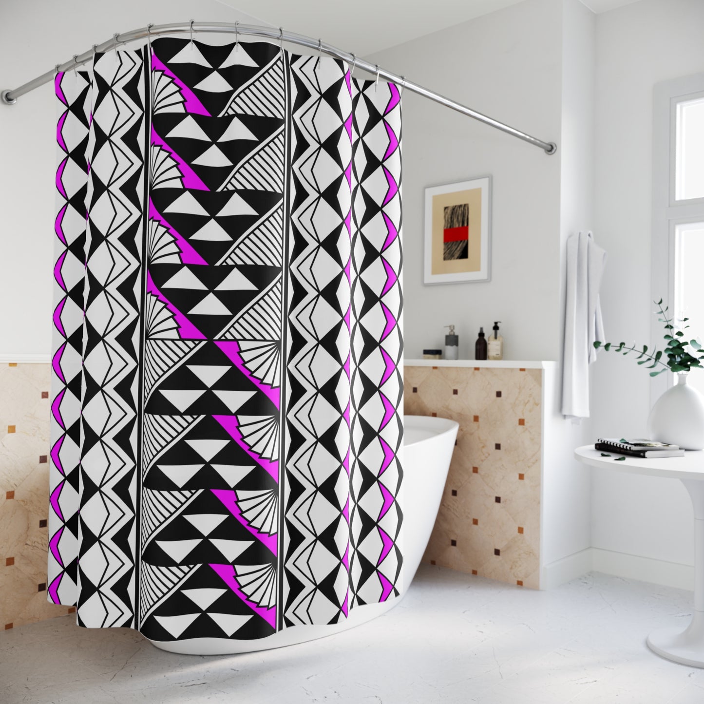 Pink Sun and Rain Shower Curtains