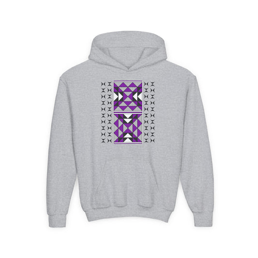 Sacred Mountains in Purple Youth Heavy Blend Hooded Sweatshirt