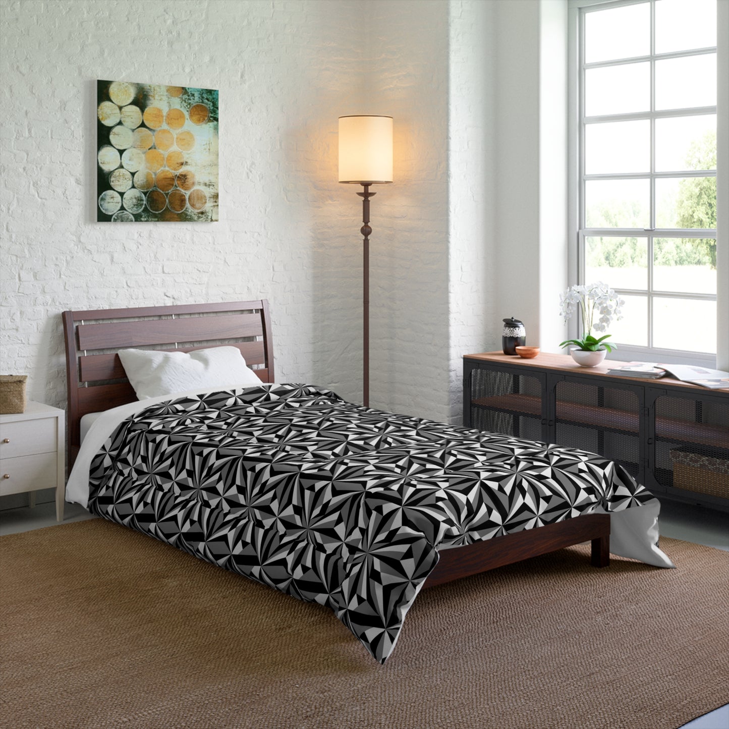 Southwest Desert Flower in Gray Comforter