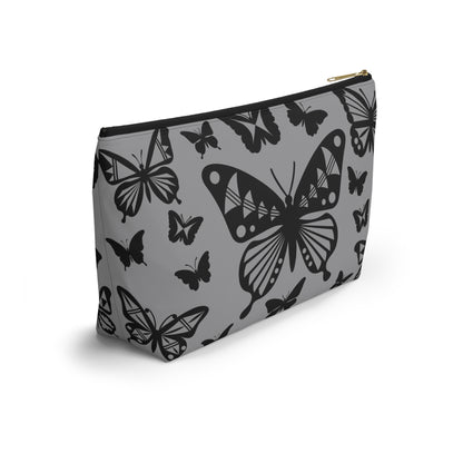 Black Butterflies on Gray Pouch w T-bottom