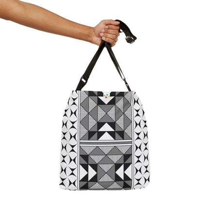 Gray Native Sacred Mountains Adjustable Tote Bag