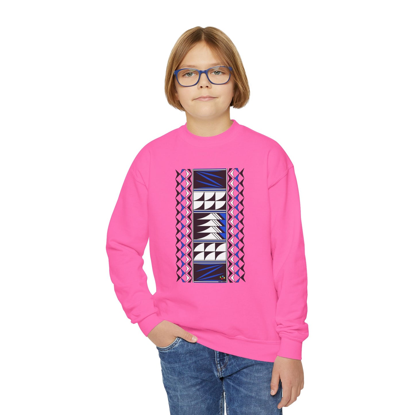 Feather Blessings in Blue Youth Crewneck Sweatshirt