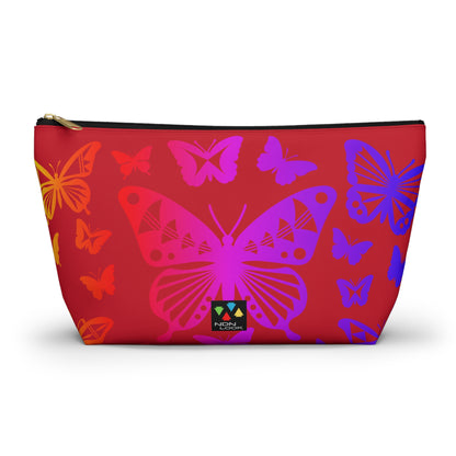 Rainbow Butterflies on Red Pouch w T-bottom