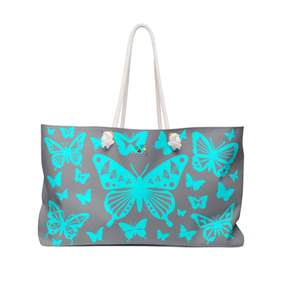 Turquoise Butterfly Burst Weekender Bag