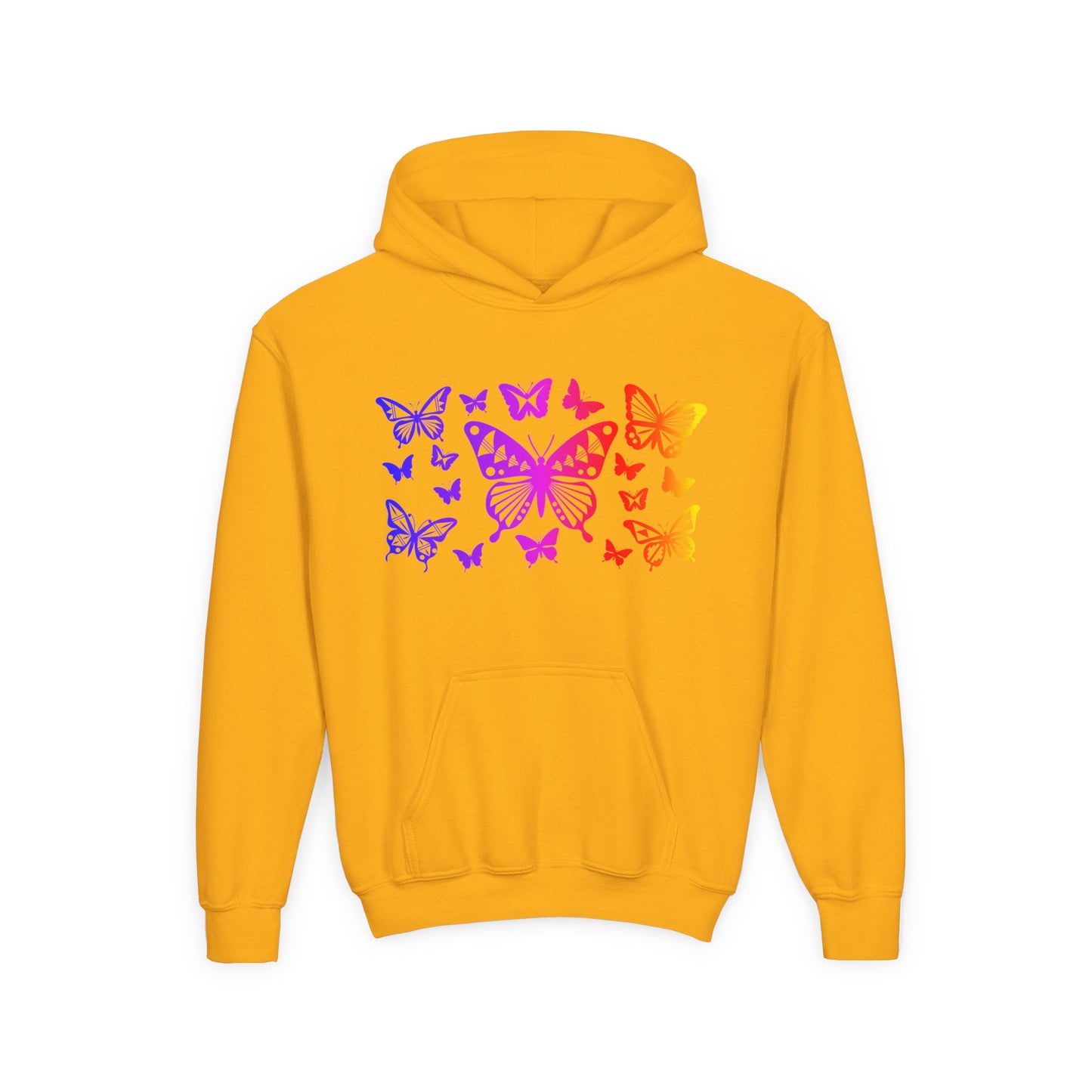 Rainbow Butterflies Youth Heavy Blend Hooded Sweatshirt