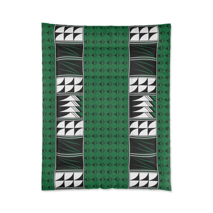 Southwest Feather Blessing on Forest Green Comforter