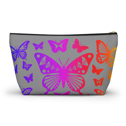 Rainbow Butterflies on Gray Pouch w T-bottom
