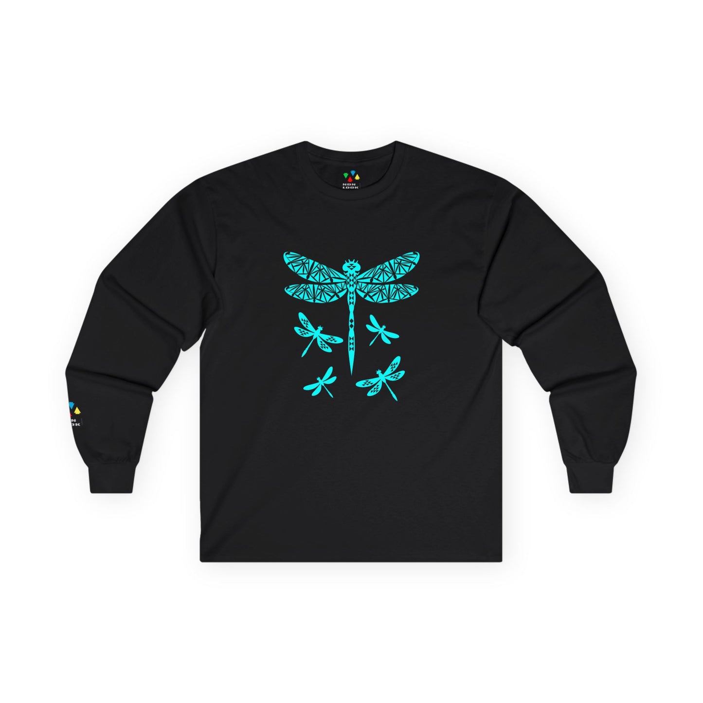 Native Dragonfly in Turquoise Unisex Long Sleeve Tee