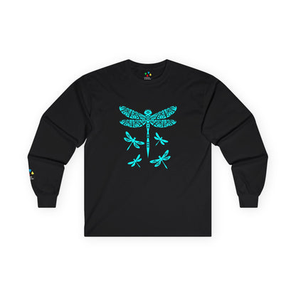 Native Dragonfly in Turquoise Unisex Long Sleeve Tee