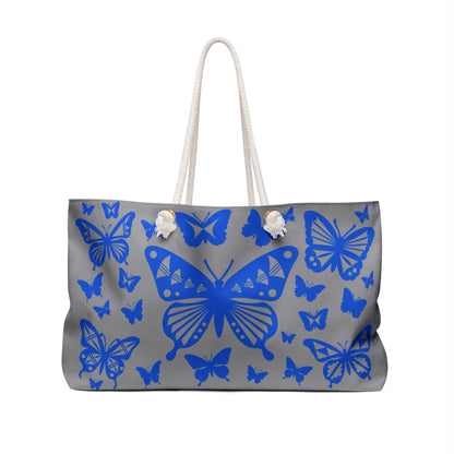 Blue Butterfly Burst Weekender Bag