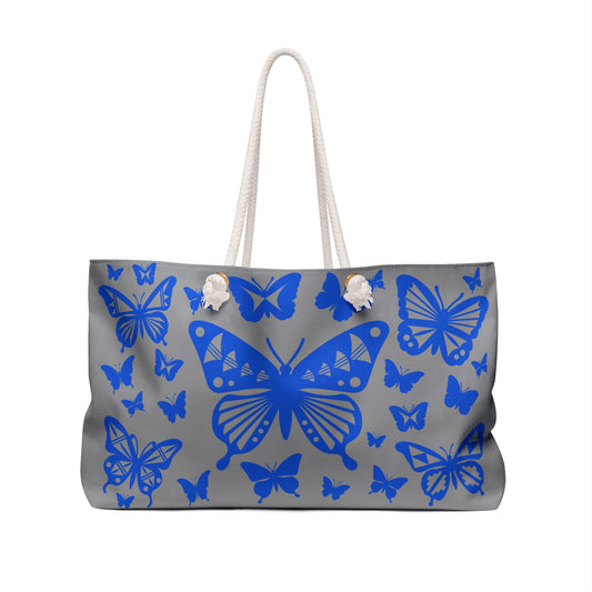 Blue Butterfly Burst Weekender Bag