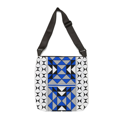 Blue Native Sacred Mountains Adjustable Tote Bag