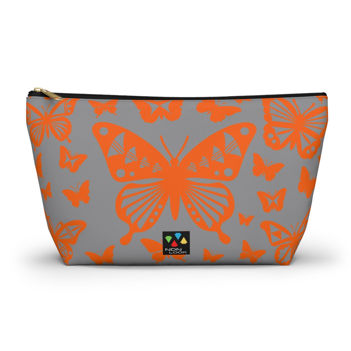 Orange Butterflies on Gray Pouch w T-bottom