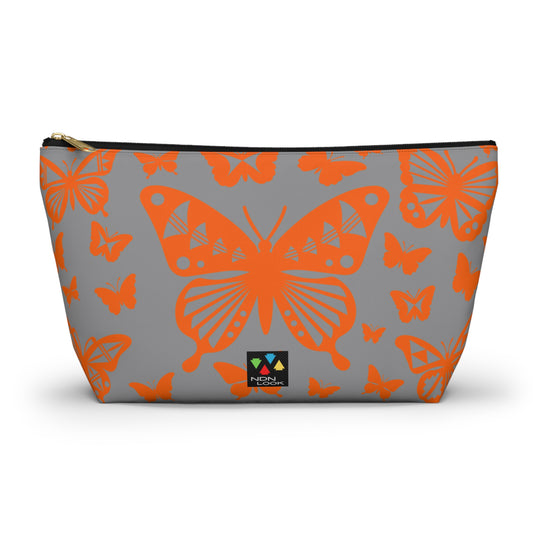 Orange Butterflies on Gray Pouch w T-bottom