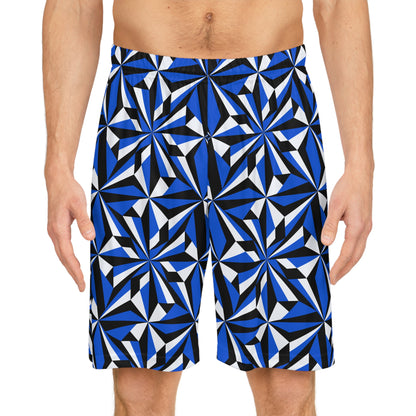 Desert Flowers in Blue Basketball Shorts