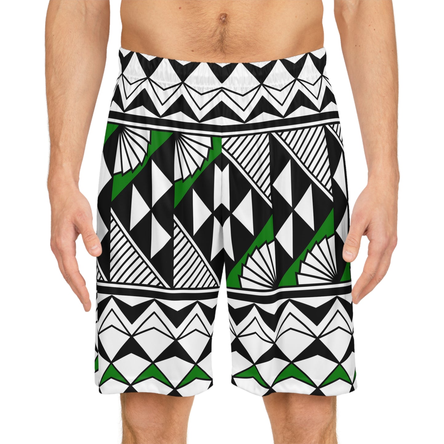 Sun and Rain in Green Basketball Shorts