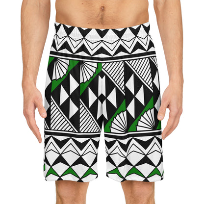 Sun and Rain in Green Basketball Shorts