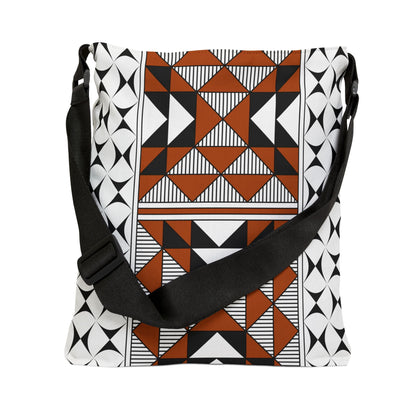 Brown Native Sacred Mountains Adjustable Tote Bag