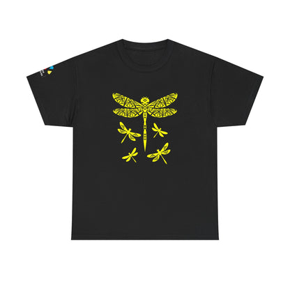 Native Dragonfly in Yellow Gildan Unisex Tee
