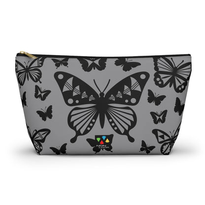 Black Butterflies on Gray Pouch w T-bottom