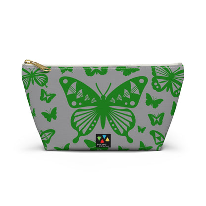 Green Butterflies on Gray Pouch w T-bottom