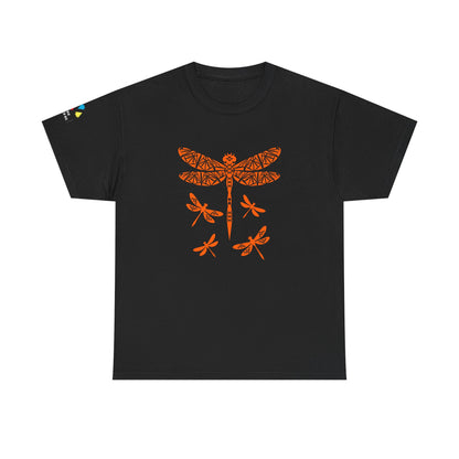 Native Dragonfly in Orange Gildan Unisex Tee