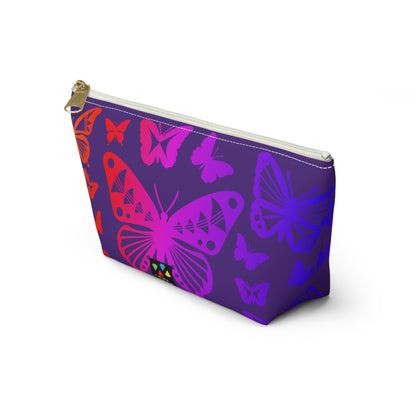 Rainbow Butterflies on Purple Pouch w T-bottom