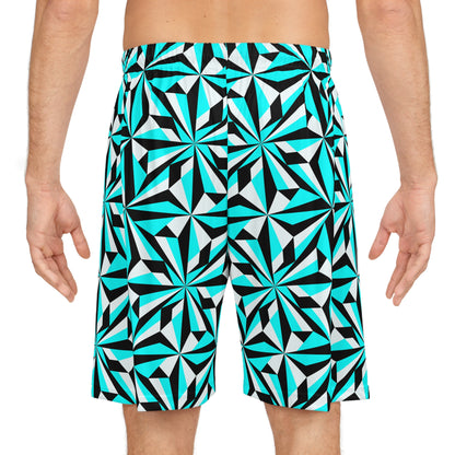 Desert Flowers in Turquoise Basketball Shorts