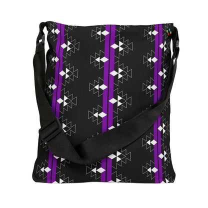 Native Stories in Purple/Black Adjustable Tote Bag
