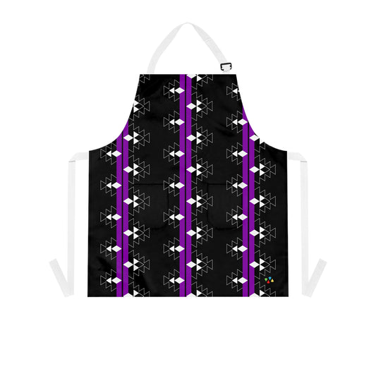 Purple on Black Native Woven Stories Two Pocket Apron