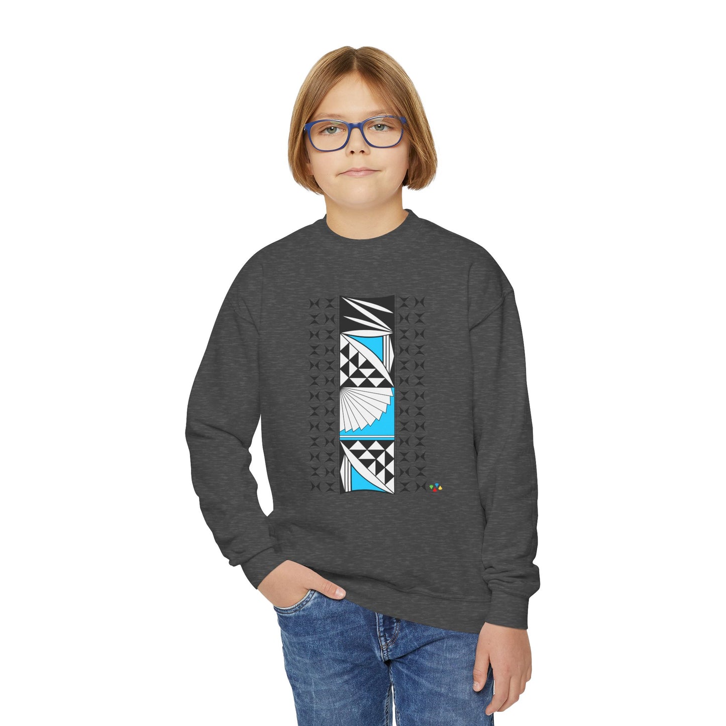Southwest Sunrise in Turquoise Youth Crewneck Sweatshirt
