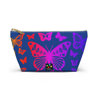 Rainbow Butterflies on Navy Pouch w T-bottom