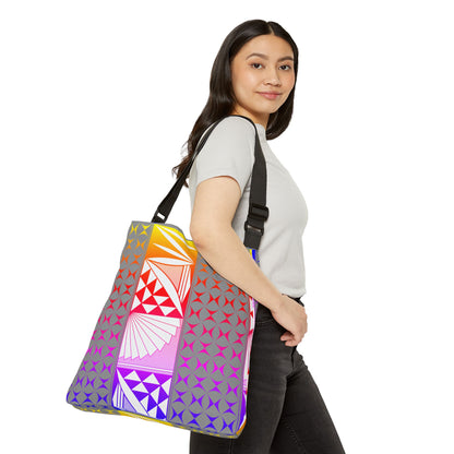 Gray Rainbow Southwest Sunrise Adjustable Tote Bag