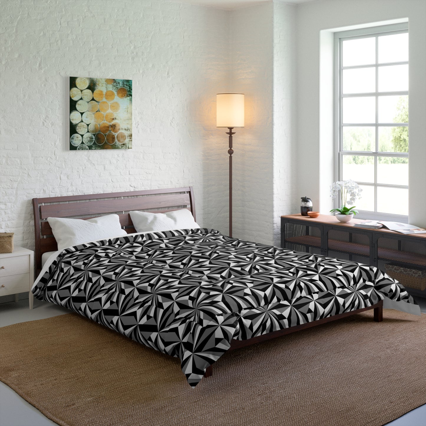 Southwest Desert Flower in Gray Comforter