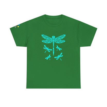 Native Dragonfly in Teal Gildan Unisex Tee