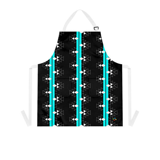 Turquoise on Black Native Woven Stories Two Pocket Apron