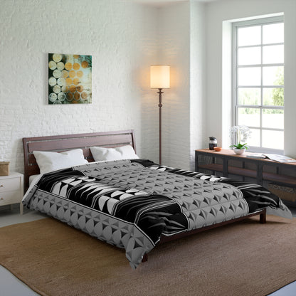 Southwest Feather Blessing on Light Gray Comforter