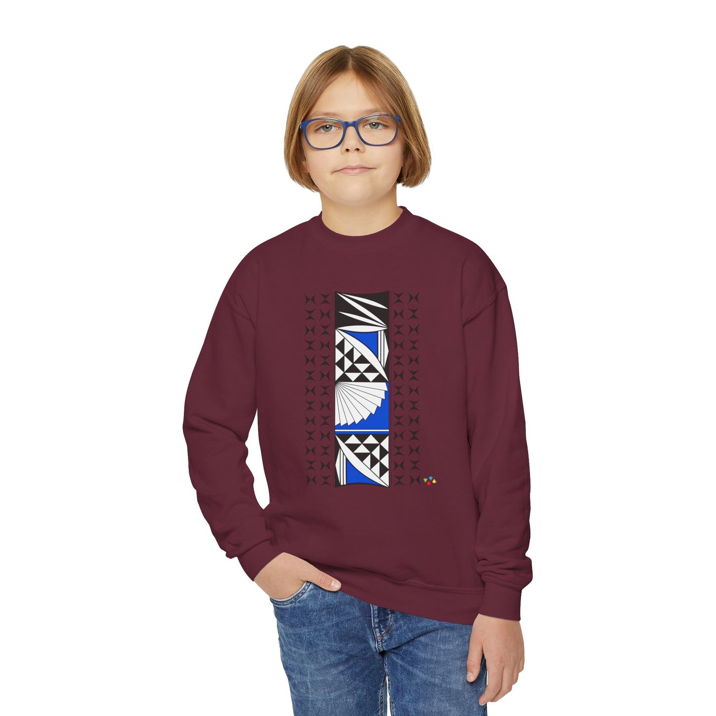 Southwest Sunrise in Blue Youth Crewneck Sweatshirt