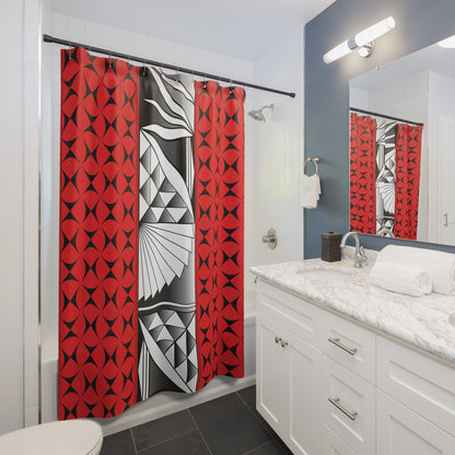 Red Native Sunrise Shower Curtains